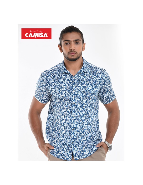 Men’s 100% cotton slim fit printed shorts sleeves shirts