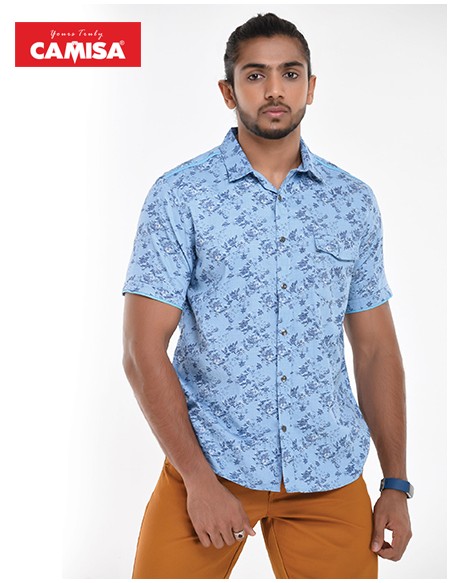 Men’s 100% cotton slim fit printed shorts sleeves shirts