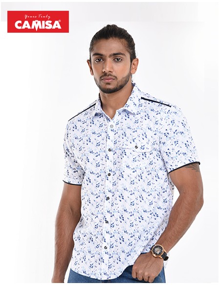 Men’s 100% cotton slim fit printed shorts sleeves shirts