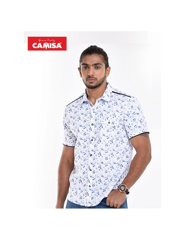 Men’s 100% cotton slim fit printed shorts sleeves shirts