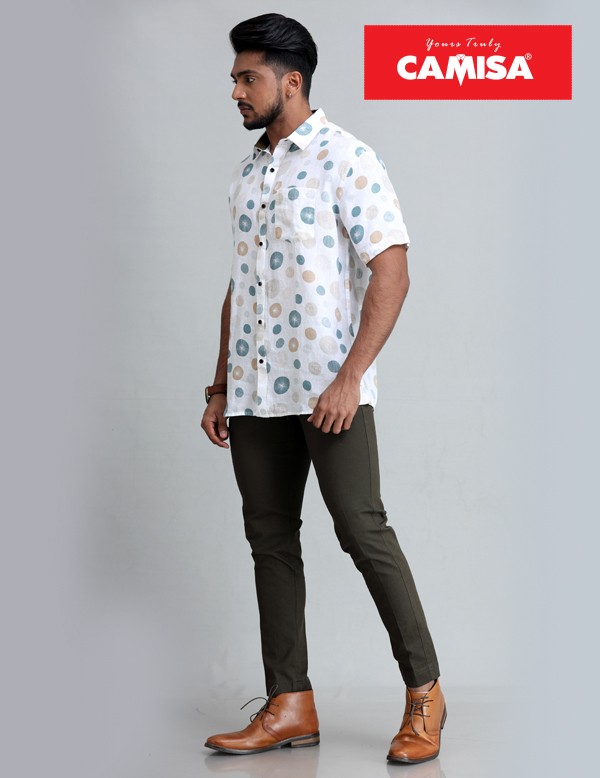 Men’s 100% cotton slim fit printed shorts sleeves shirts