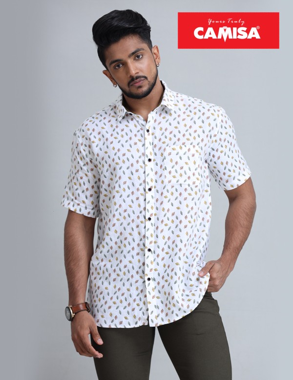 Men’s 100% cotton slim fit printed shorts sleeves shirts