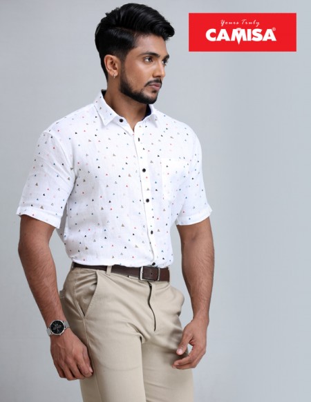 Men’s 100% cotton slim fit printed shorts sleeves shirts